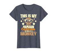 This is My Human Costume I'm Really A Monkey - Zoo Animal T-Shirt, Women, Heather Blue, 3X-Large