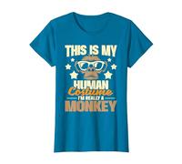 This is My Human Costume I'm Really A Monkey - Zoo Animal T-Shirt, Women, Sapphire Blue, 3X-Large