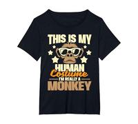 This is My Human Costume I'm Really A Monkey - Zoo Animal T-Shirt, Women's Plus, Black, 3X