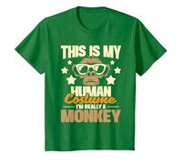 This is My Human Costume I'm Really A Monkey - Zoo Animal T-Shirt, Youth, Kelly Green, Small