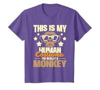 This is My Human Costume I'm Really A Monkey - Zoo Animal T-Shirt, Youth, Purple Heather, 3T