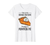 This is My Human Costume Im Really A Pumpkin Pie Value Graphic T-Shirt, Women, White, XL