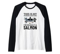 This is My Human Costume I'm Really A Salmon Raglan Baseball Tee