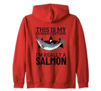 This Is My Human Costume I'm Really A Salmon Zip Hoodie