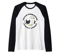 This is My Human Costume I'm Really A Seagull Raglan Baseball Tee