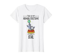 This is My Human Costume Im Really A Seal Circus Value Graphic T-Shirt, Women, White, M