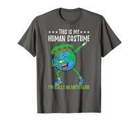 This is My Human Costume Im Really an Earth Globe T-Shirt, Men, Asphalt Grey, Medium