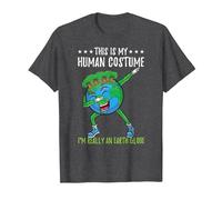This is My Human Costume Im Really an Earth Globe T-Shirt, Men, Dark Heather Grey, 5X-Large