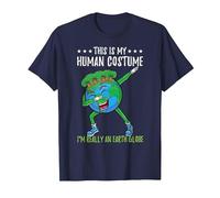 This is My Human Costume Im Really an Earth Globe T-Shirt, Men, Navy Blue, 3X-Large