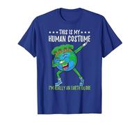 This is My Human Costume Im Really an Earth Globe T-Shirt, Men, Royal Blue, Medium