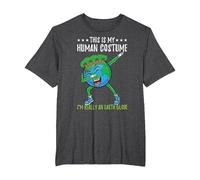 This is My Human Costume Im Really an Earth Globe T-Shirt, Men's Big and Tall, Dark Heather Grey, 3X Tall