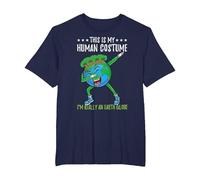 This is My Human Costume Im Really an Earth Globe T-Shirt, Men's Big and Tall, Navy Blue, 5X Tall