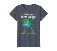 This is My Human Costume Im Really an Earth Globe T-Shirt, Women, Heather Blue, 3X-Large