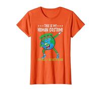 This is My Human Costume Im Really an Earth Globe T-Shirt, Women, Orange, XX-Large