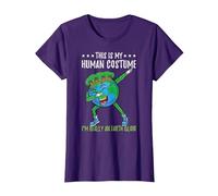 This is My Human Costume Im Really an Earth Globe T-Shirt, Women, Purple, X-Small