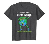 This is My Human Costume Im Really an Earth Globe T-Shirt, Youth, Dark Heather Grey, Small