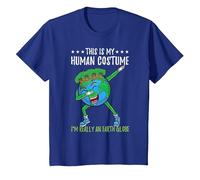 This is My Human Costume Im Really an Earth Globe T-Shirt, Youth, Royal Blue, X-Small