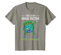 This is My Human Costume Im Really an Earth Globe T-Shirt, Youth, Slate Grey, X-Small