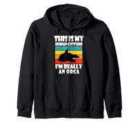 This Is My Human Costume I'm Really An Orca Funny Orca Dad Zip Hoodie