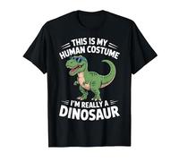 This is My Human Costume I'm Really Dinosaur Ghost Halloween T-Shirt, Men, Black, 6X-Large