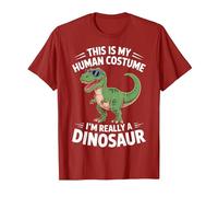 This is My Human Costume I'm Really Dinosaur Ghost Halloween T-Shirt, Men, Cranberry Red, Small