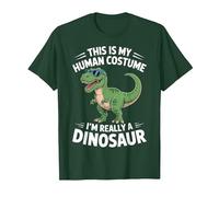 This is My Human Costume I'm Really Dinosaur Ghost Halloween T-Shirt, Men, Dark Green, Small