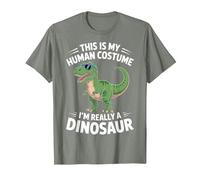 This is My Human Costume I'm Really Dinosaur Ghost Halloween T-Shirt, Men, Olive Heather, Large