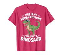 This is My Human Costume I'm Really Dinosaur Ghost Halloween T-Shirt, Men, Red Heather, Large