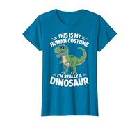 This is My Human Costume I'm Really Dinosaur Ghost Halloween T-Shirt, Women, Sapphire Blue, Large