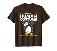 This is My Human Costume Penguin Halloween T-Shirt, Men, Brown, X-Large