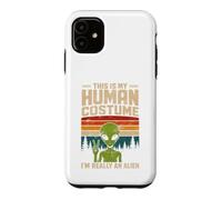 This Is My Human Costume Retro Green Alien Peace Sign UFO Case for iPhone 11