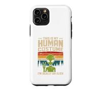 This Is My Human Costume Retro Green Alien Peace Sign UFO Case for iPhone 11 Pro