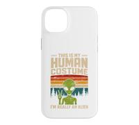 This Is My Human Costume Retro Green Alien Peace Sign UFO Case for iPhone 14 Plus