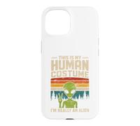This Is My Human Costume Retro Green Alien Peace Sign UFO Case for iPhone 15