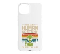This Is My Human Costume Retro Green Alien Peace Sign UFO Case for iPhone 15 Plus