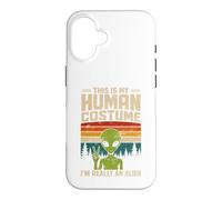 This Is My Human Costume Retro Green Alien Peace Sign UFO Case for iPhone 16