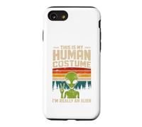 This Is My Human Costume Retro Green Alien Peace Sign UFO Case for iPhone SE (2020) / 7/8