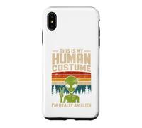 This Is My Human Costume Retro Green Alien Peace Sign UFO Case for iPhone XS Max