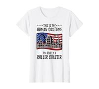 This is My Human Costume Roller Coaster Value Graphic T-Shirt, Women, White, M