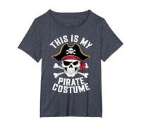 This is My Pirate Costume Funny Halloween T-Shirt, Women's Plus, Heather Blue, 1X