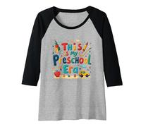 This is My Preschool Era: Colorful Learning Adventure Raglan Baseball Tee, Women, Black/Athletic Heather, S