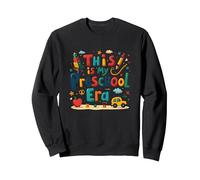 This Is My Preschool Era: Colorful Learning Adventure Sweatshirt, Adult Unisex, Black, XL