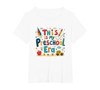 This is My Preschool Era: Colorful Learning Adventure T-Shirt, Women's Plus, White, 2X