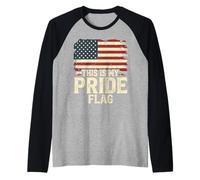This is My Pride Flag USA American 4th of July (ON Back) Raglan Baseball Tee