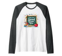 This is My Second Grade Era School Supplies Chalkboard Raglan Baseball Tee, Men, Dark Heather/White, L