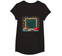 This is My Second Grade Era School Supplies Chalkboard T-Shirt, Girls, Black, Medium