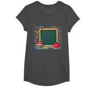 This is My Second Grade Era School Supplies Chalkboard T-Shirt, Girls, Dark Heather Grey, Large