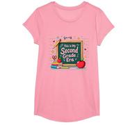 This is My Second Grade Era School Supplies Chalkboard T-Shirt, Girls, Pink, XS
