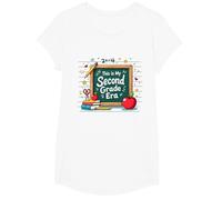 This is My Second Grade Era School Supplies Chalkboard T-Shirt, Girls, White, Large