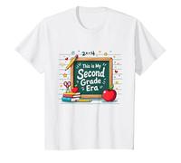 This is My Second Grade Era School Supplies Chalkboard T-Shirt, Kids, White, 4 Years